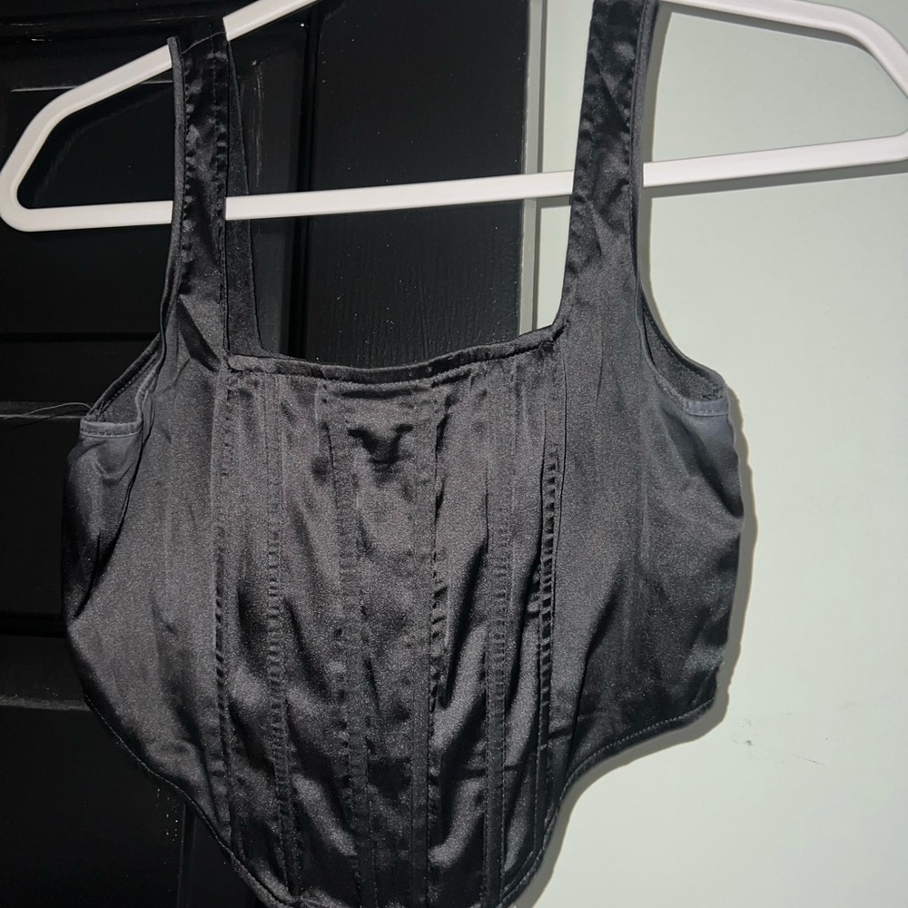 Missguided Black Satin Top
